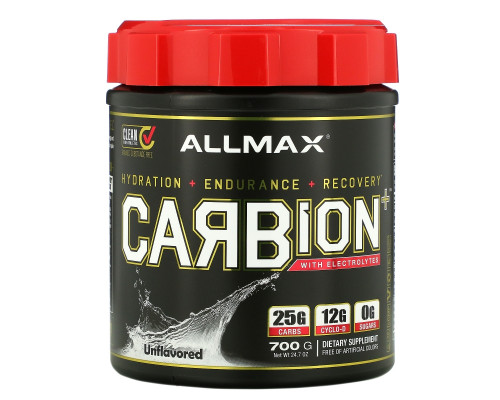 ALLMAX Nutrition, CARBion+ with Electrolytes, Unflavored, 29.6 oz (840 g) ALLMAX Nutrition, CARBion+ with Electrolytes, Unflavored, 29.6 oz (840 g)