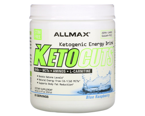 ALLMAX Nutrition, KetoCuts, кетогенный энергетический напиток, голубая малина, 8,47 унции (240 г) ALLMAX Nutrition, KetoCuts, кетогенный энергетический напиток, голубая малина, 8,47 унции (240 г)