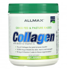 ALLMAX Nutrition, Grass Fed & Pasture Raised Collagen with 10,000 mcg Biotin + 90 mg Vitamin C, 15.5 oz (440 g)