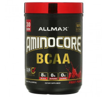 Аминокислоты ALLMAX, AMINOCORE BCAA, смесь для роста мышц, фруктовый пунш, 315 г (0,69 фунта)