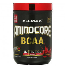 Аминокислоты ALLMAX, AMINOCORE BCAA, смесь для роста мышц, фруктовый пунш, 315 г (0,69 фунта)