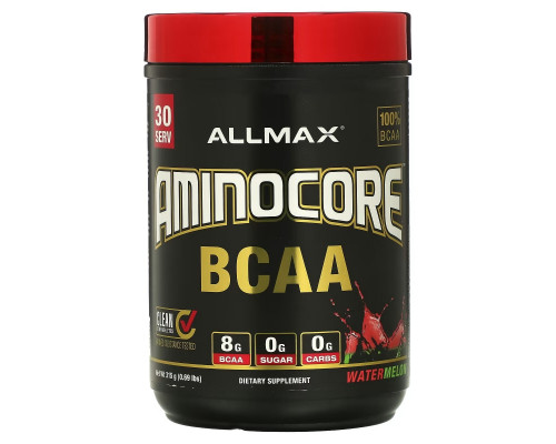 ALLMAX, AMINOCORE BCAA, Watermelon, 0.69 lbs (315 g) ALLMAX, AMINOCORE BCAA, Watermelon, 0.69 lbs (315 g)