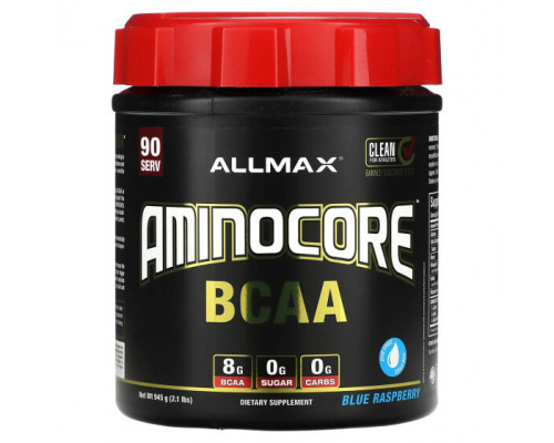 Аминокислоты ALLMAX, AMINOCORE BCAA, голубая малина, 945 г (2,1 фунта) Аминокислоты ALLMAX, AMINOCORE BCAA, голубая малина, 945 г (2,1 фунта)