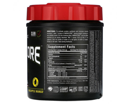 Аминокислоты ALLMAX, AMINOCORE BCAA, ананас и манго, 945 г (2,1 фунта) Аминокислоты ALLMAX, AMINOCORE BCAA, ананас и манго, 945 г (2,1 фунта)