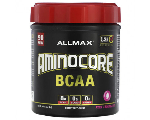 Аминокислоты ALLMAX, AMINOCORE BCAA, со вкусом розового лимонада, 945 г (2,1 фунта) Аминокислоты ALLMAX, AMINOCORE BCAA, со вкусом розового лимонада, 945 г (2,1 фунта)