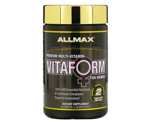 ALLMAX Nutrition, Vitaform, мультивитамин премиального качества для женщин, 60 таблеток ALLMAX Nutrition, Vitaform, мультивитамин премиального качества для женщин, 60 таблеток