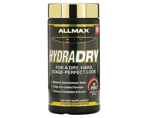 ALLMAX, HydraDry, Ultra-Potent Diuretic + Electrolyte Stabilizer, 84 Tablets ALLMAX, HydraDry, Ultra-Potent Diuretic + Electrolyte Stabilizer, 84 Tablets