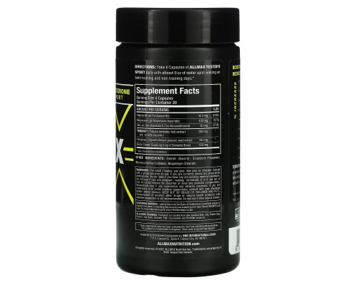 ALLMAX, TestoFX Sport, формула для поддержки тестостерона, 80 капсул ALLMAX, TestoFX Sport, формула для поддержки тестостерона, 80 капсул