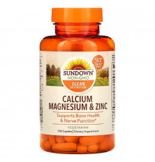 Sundown Naturals, Кальций, магний и цинк, 100 капсул