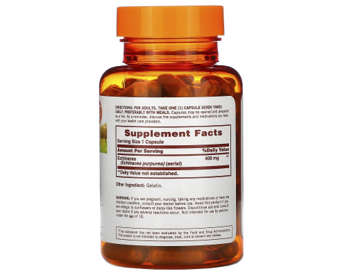 Sundown Naturals, Эхинацея, 400 мг, 100 капсул Sundown Naturals, Эхинацея, 400 мг, 100 капсул