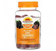 Цинк Sundown Naturals, Жевательные таблетки с цинком, высокоэффективные, с бузиной, 15 мг, 90 жевательных таблеток