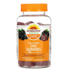 Цинк Sundown Naturals, Жевательные таблетки с цинком, высокоэффективные, с бузиной, 15 мг, 90 жевательных таблеток