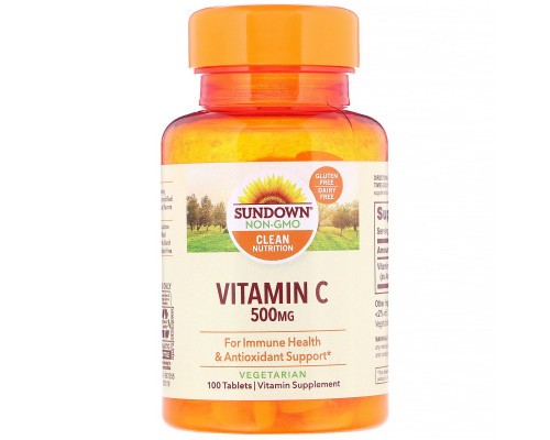 Sundown Naturals, Витамин C, 500 мг, 100 таблеток Sundown Naturals, Витамин C, 500 мг, 100 таблеток