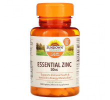 От гриппа и простуды Sundown Naturals, Незаменимый цинк, 50 мг, 100 капсул