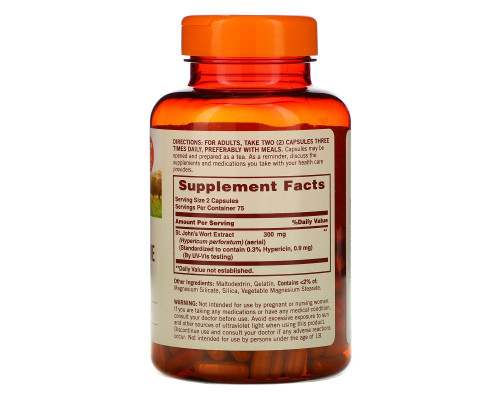 Sundown Naturals, Стандартизированный зверобой обыкновенный, 300 мг, 150 капсул Sundown Naturals, Стандартизированный зверобой обыкновенный, 300 мг, 150 капсул