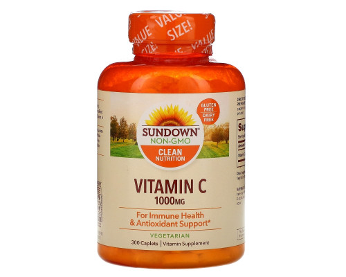 Sundown Naturals, Витамин C, 1000 мг, 300 капсуловидных таблеток Sundown Naturals, Витамин C, 1000 мг, 300 капсуловидных таблеток