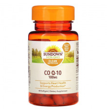 Коэнзим Q10 Sundown Naturals, Co Q-10, 100 мг, 40 мягких таблеток