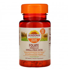 Sundown Naturals, Фолиевая кислота, 400 мкг, 350 таблеток