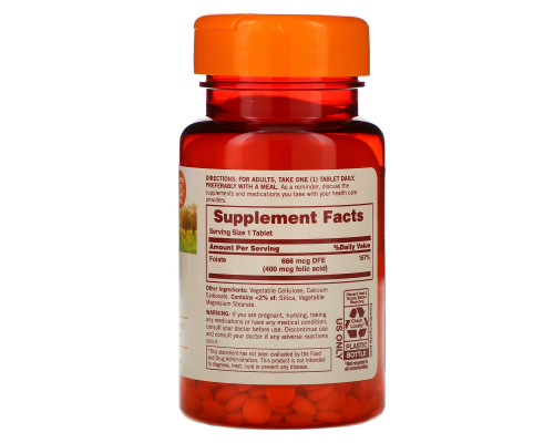 Sundown Naturals, Фолиевая кислота, 400 мкг, 350 таблеток Sundown Naturals, Фолиевая кислота, 400 мкг, 350 таблеток