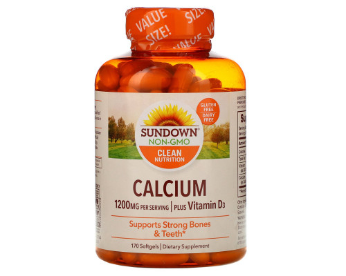 Sundown Naturals, Кальций плюс витамин D3, 1200 мг, 170 гелевых капсул Sundown Naturals, Кальций плюс витамин D3, 1200 мг, 170 гелевых капсул