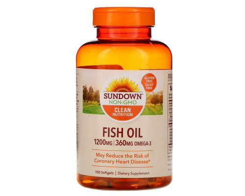 Sundown Naturals, Рыбий жир, 1200 мг, 100 мягких таблеток Sundown Naturals, Рыбий жир, 1200 мг, 100 мягких таблеток