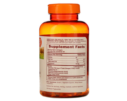 Sundown Naturals, Рыбий жир, 1200 мг, 100 мягких таблеток Sundown Naturals, Рыбий жир, 1200 мг, 100 мягких таблеток