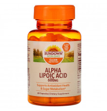 Sundown Naturals, Альфа-липоевая кислота, 600 мг, 60 капсул