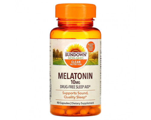 Для здорового сна Sundown Naturals, Мелатонин, 10 мг, 90 капсул Для здорового сна Sundown Naturals, Мелатонин, 10 мг, 90 капсул
