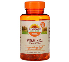 Sundown Naturals, Витамин D3, 25 мкг (1000 МЕ), 400 мягких таблеток