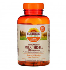 Sundown Naturals, Стандартизированная расторопша пятнистая, 240 мг, 250 капсул