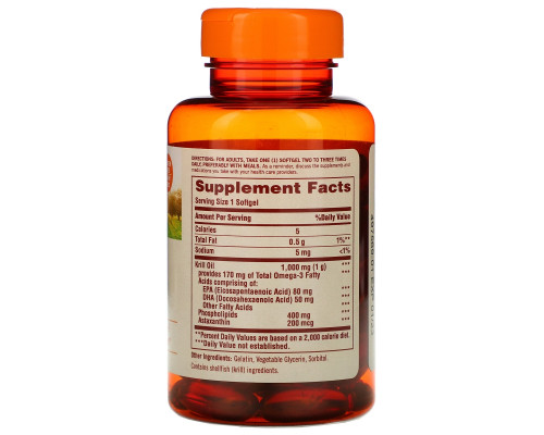 Sundown Naturals, Жир красного криля, 1000 мг, 60 мягких таблеток Sundown Naturals, Жир красного криля, 1000 мг, 60 мягких таблеток