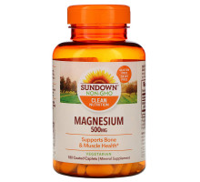 Sundown Naturals, Магний, 500 мг, 180 капсуловидных таблеток