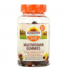 Sundown Naturals, Мультивитаминные жевательные конфеты, со вкусом винограда, апельсина и вишни, 120 шт.