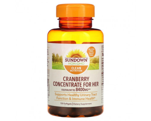 Здоровье мочеполовой системы Sundown Naturals, Клюквенный концентрат для нее, 150 капсул Здоровье мочеполовой системы Sundown Naturals, Клюквенный концентрат для нее, 150 капсул