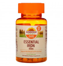 Sundown Naturals, Железо, 65 мг, 120 таблеток