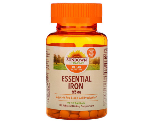 Sundown Naturals, Железо, 65 мг, 120 таблеток Sundown Naturals, Железо, 65 мг, 120 таблеток