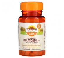 Для здорового сна Sundown Naturals, Растворимый мелатонин, вишня, 5 мг, 90 микролозжей