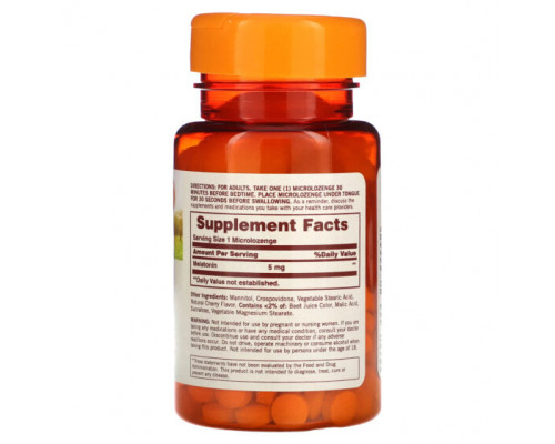 Для здорового сна Sundown Naturals, Растворимый мелатонин, вишня, 5 мг, 90 микролозжей Для здорового сна Sundown Naturals, Растворимый мелатонин, вишня, 5 мг, 90 микролозжей
