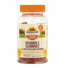 Sundown Naturals, Жевательные конфеты с плодами шиповника и биофлавоноидами, апельсиновый вкус, 90 жевательных конфет