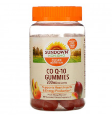 Sundown Naturals, Жевательные таблетки Co Q-10, со вкусом персика и манго, 200 мг, 50 жевательных таблеток