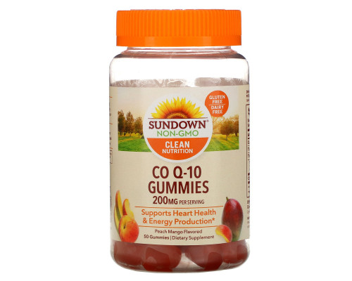 Sundown Naturals, Жевательные таблетки Co Q-10, со вкусом персика и манго, 200 мг, 50 жевательных таблеток Sundown Naturals, Жевательные таблетки Co Q-10, со вкусом персика и манго, 200 мг, 50 жевательных таблеток