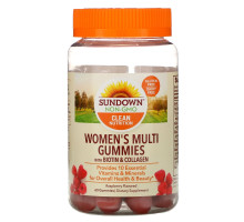 Sundown Naturals, Мультивитаминные мармеладки для женщин, с биотином, вкусом малины, 60 штук