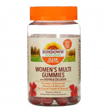Sundown Naturals, Мультивитаминные мармеладки для женщин, с биотином, вкусом малины, 60 штук