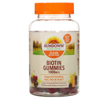 Sundown Naturals, Жевательные таблетки с биотином, виноград, апельсин и вишня, 1000 мкг, 130 жевательных таблеток