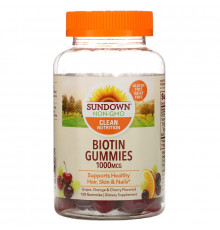 Sundown Naturals, Жевательные таблетки с биотином, виноград, апельсин и вишня, 1000 мкг, 130 жевательных таблеток