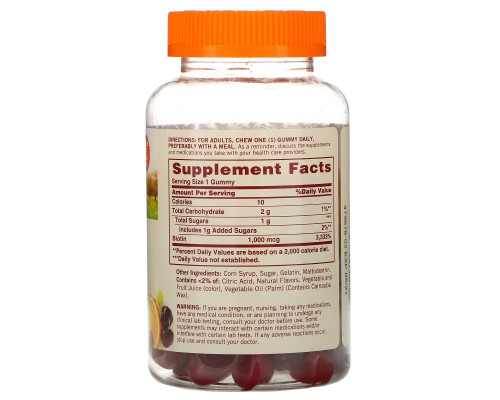Sundown Naturals, Жевательные таблетки с биотином, виноград, апельсин и вишня, 1000 мкг, 130 жевательных таблеток Sundown Naturals, Жевательные таблетки с биотином, виноград, апельсин и вишня, 1000 мкг, 130 жевательных таблеток