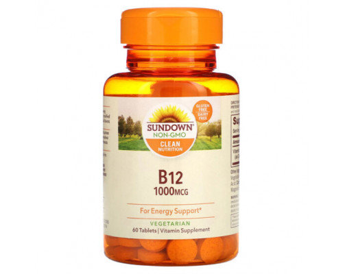 Витамины группы B Sundown Naturals, Витамин B-12, 1000 мкг, 60 таблеток Витамины группы B Sundown Naturals, Витамин B-12, 1000 мкг, 60 таблеток