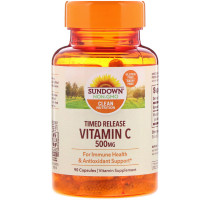 Sundown Naturals, Витамин C, 500 мг, 90 капсул с медленным высвобождением