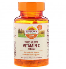 Sundown Naturals, Витамин C, 500 мг, 90 капсул с медленным высвобождением