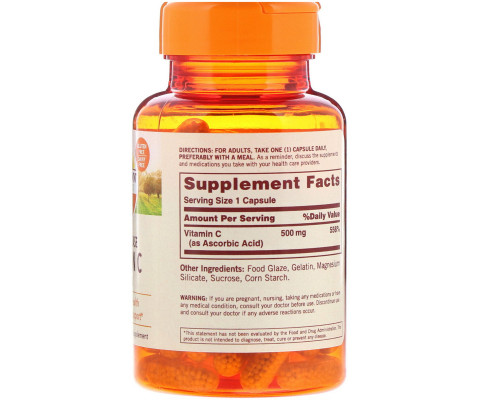 Sundown Naturals, Витамин C, 500 мг, 90 капсул с медленным высвобождением Sundown Naturals, Витамин C, 500 мг, 90 капсул с медленным высвобождением
